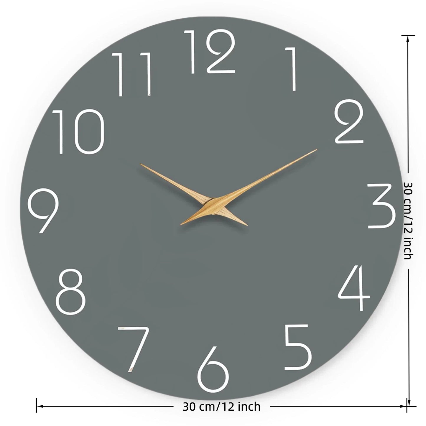 12 Inch Wall Clock Gray Silent Non-Ticking Decorative Battery Operated Wall Clocks for Bedroom Kitchen Home Office School Hotel