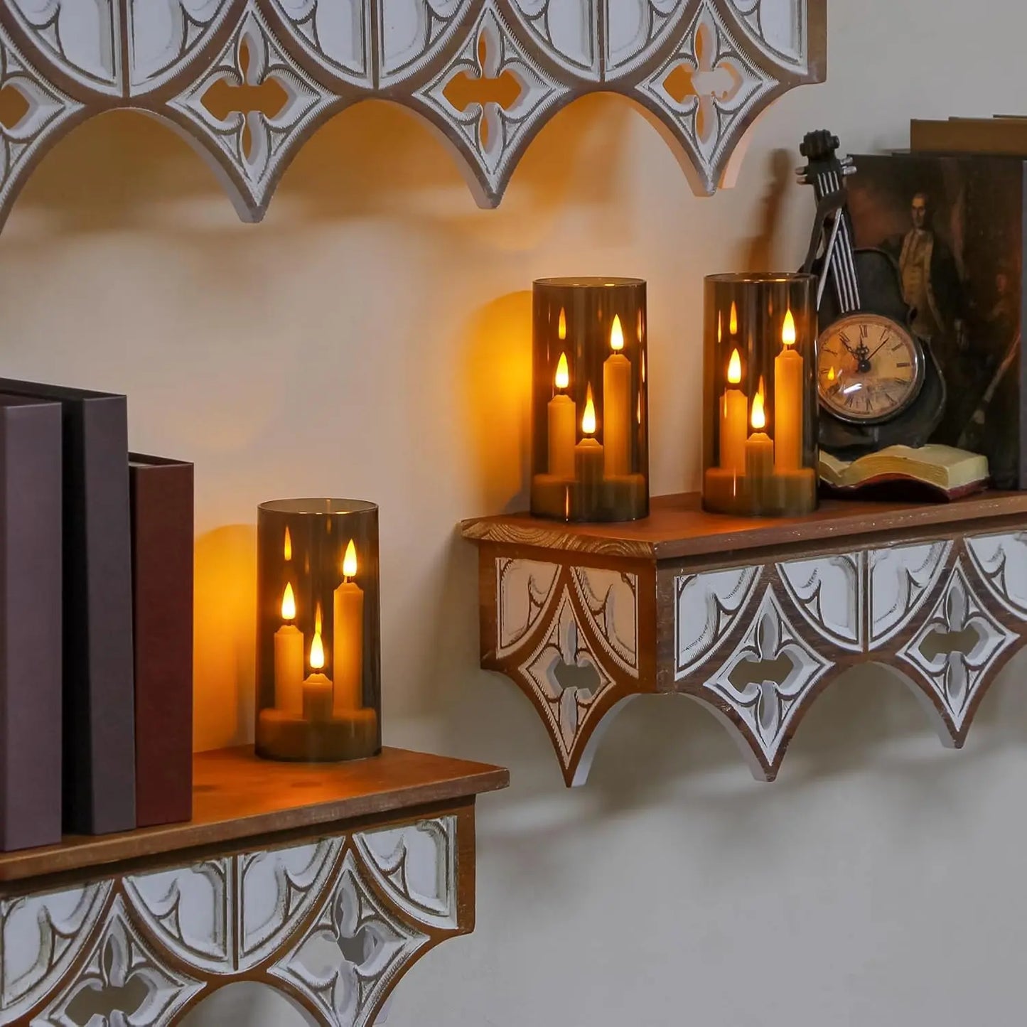 3 in 1 Flameless Taper Short Candles with 10 Key Remote Control and Timer, Battery Operated Pack of 2 Perfect Home Décor