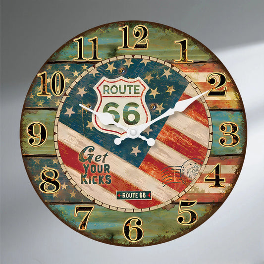 12 Inch Retro Wooden Wall Clock Farmhouse Silent Non-Ticking MDF Battery Operated Quartz Clock Rustic Art Decor for Romm Kitchen