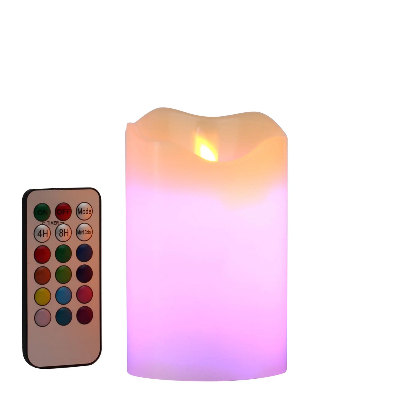 Pack of 3 Multicolor Flameless Candles, Battery Operated Candles, LED Candles with Remote Control & Timer of Wax Material Height 4''5''6''