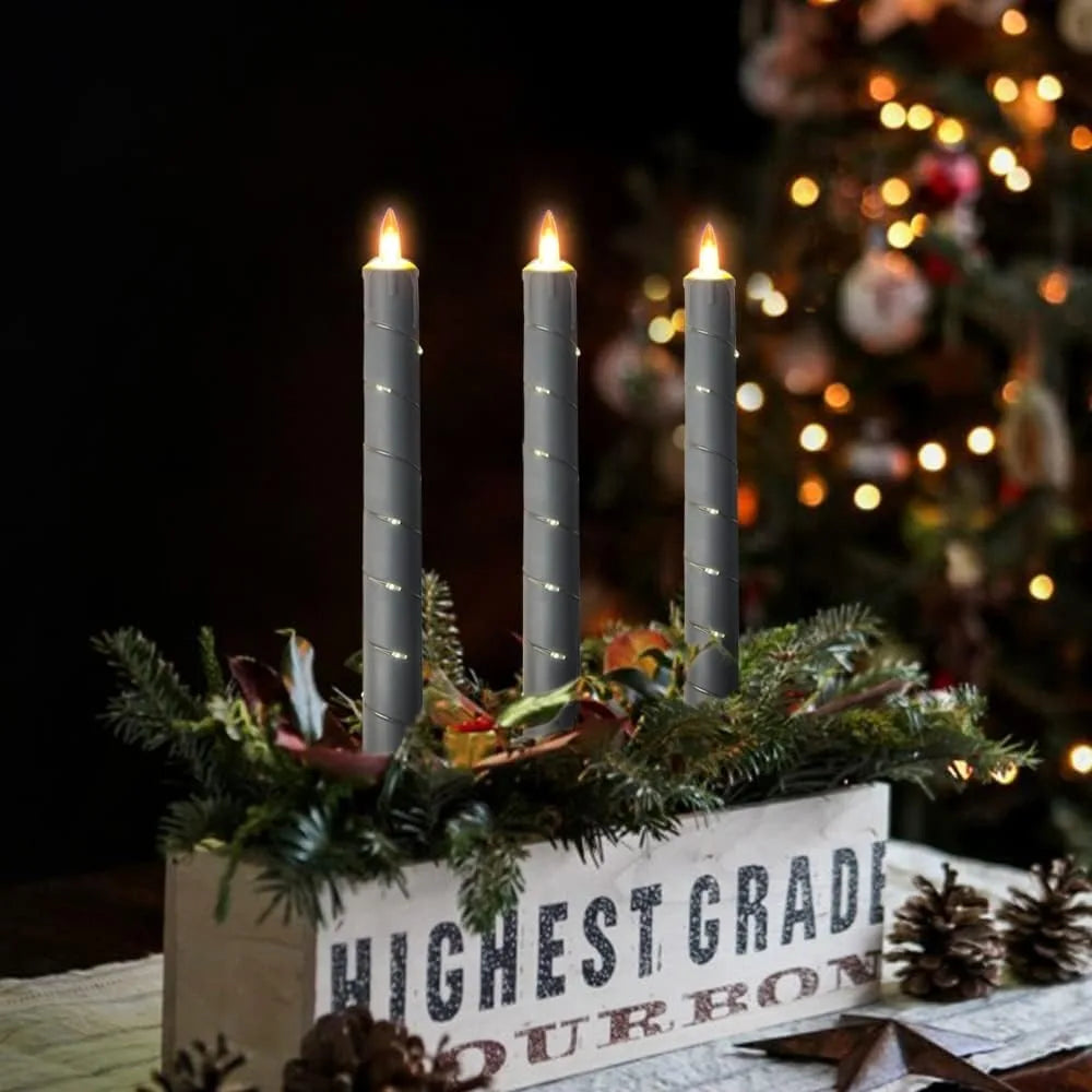 Flameless Candle with Led String 11-Key Timing Remote Control Battery Powered Dance Flicker Flame Christmas Wedding Home Decor