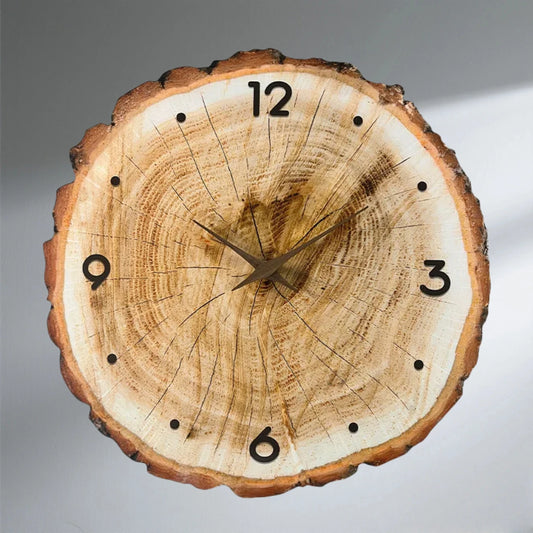 Wall Clock for Living Room Decor Rustic Wall Clocks Battery Operated 12 Inch Brown Annual Ring Wall Clock Non Ticking