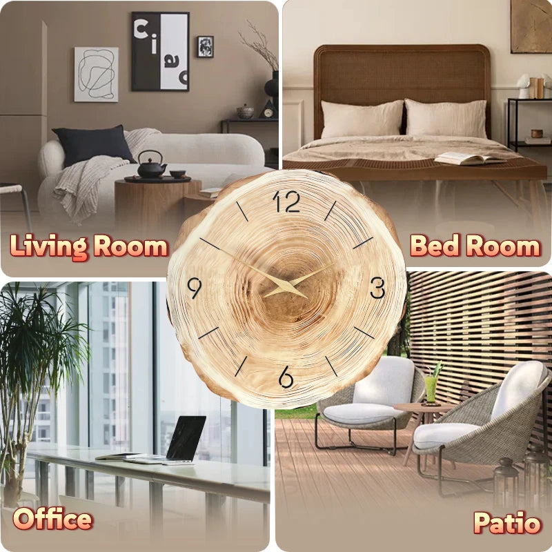 12 inch Creative Wall Clock Silent Annual Ring Shaped Wall Clock Fashion Art Pendulum Desktop Clock Living Room Home Decoration