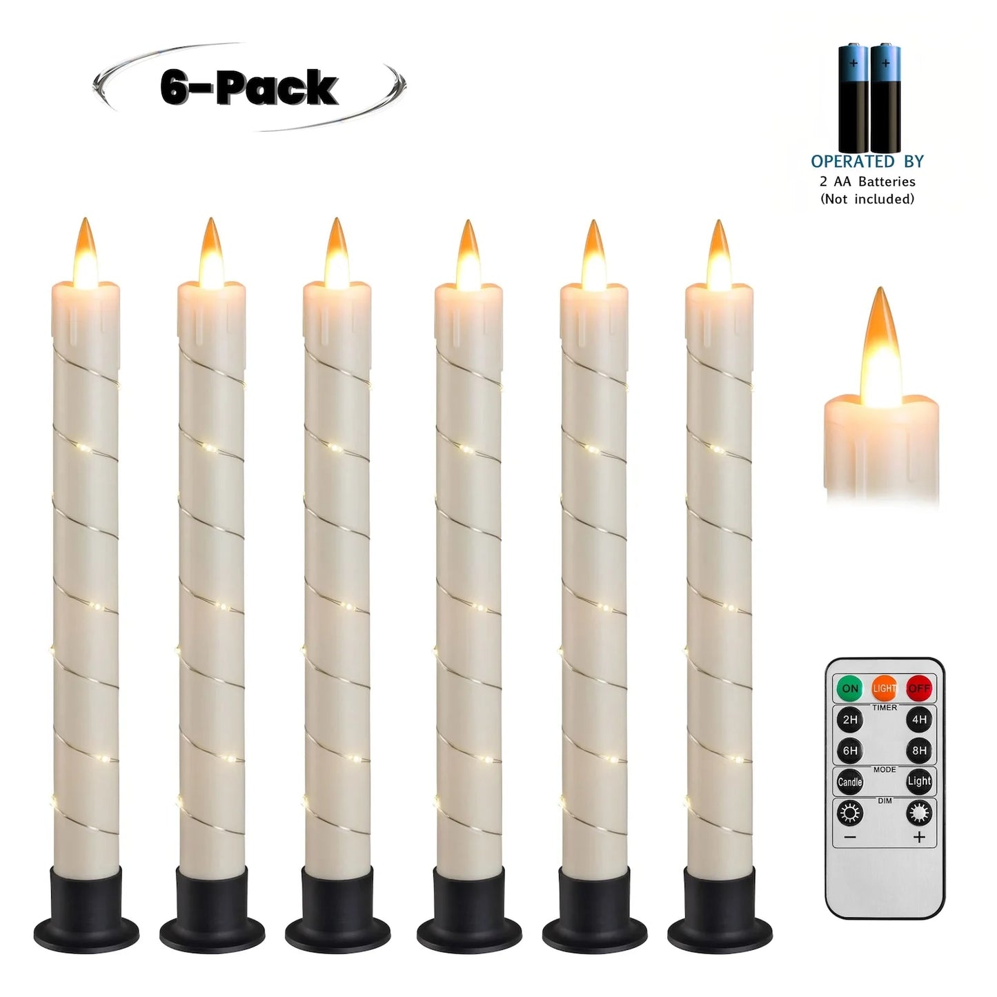 Flameless Candle with Led String 11-Key Timing Remote Control Battery Powered Dance Flicker Flame Christmas Wedding Home Decor