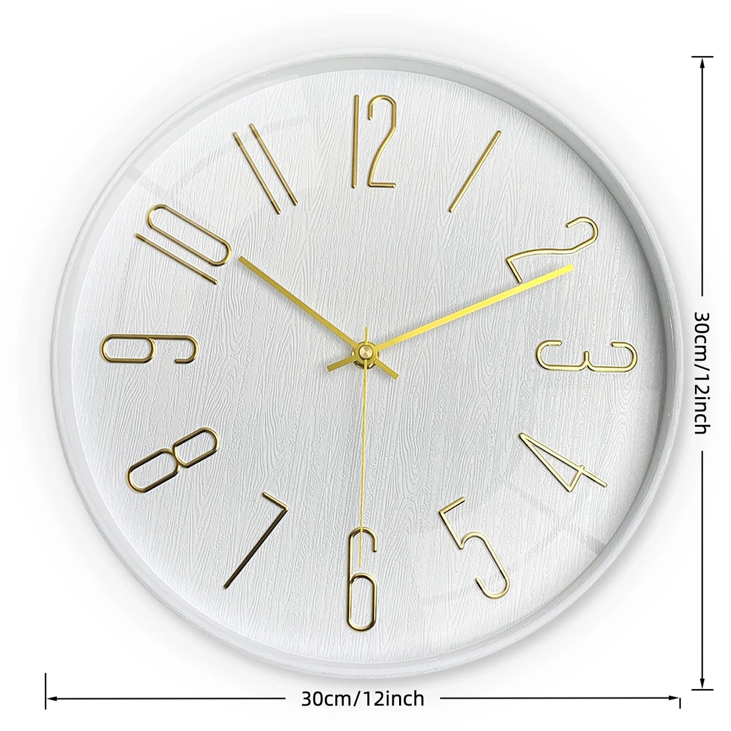 12 Inch  Minimalist Digital Wall Clock Silent Clock for Living Room Bedroom Kitchen Silent Quartz Clock Holiday Gift