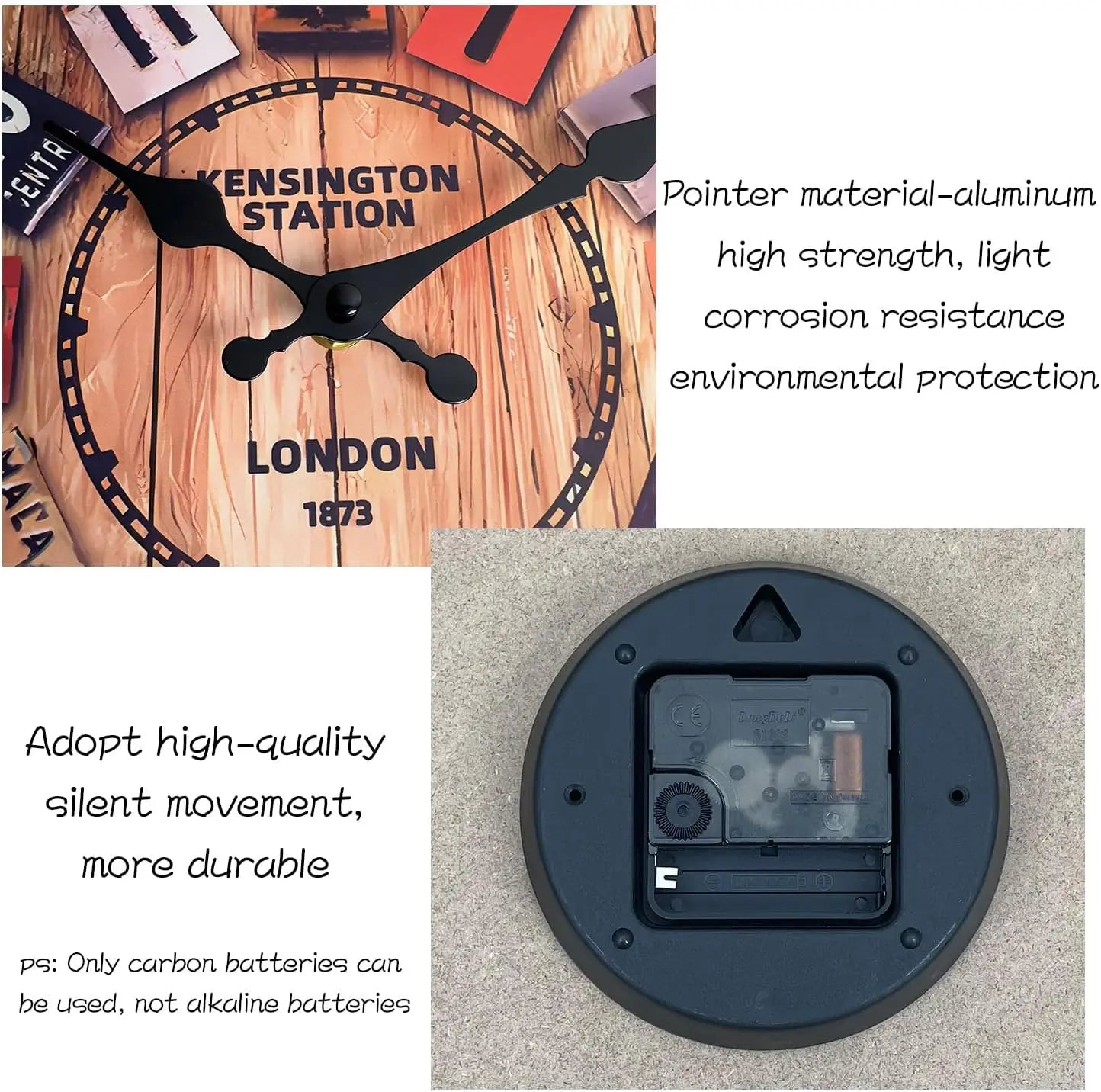 12 Inch Modern Minimalist Silent Quartz Clock Battery Operated Easy Read Retro Wall Clock for Living Room Office Kitchen Bedroom