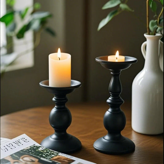 Vintage Iron Candle Holder - 8.7" & 6.3" Rustic Candle Cups for Table Centerpiece, Wedding, Christmas Decor Fit 2.75” Candles