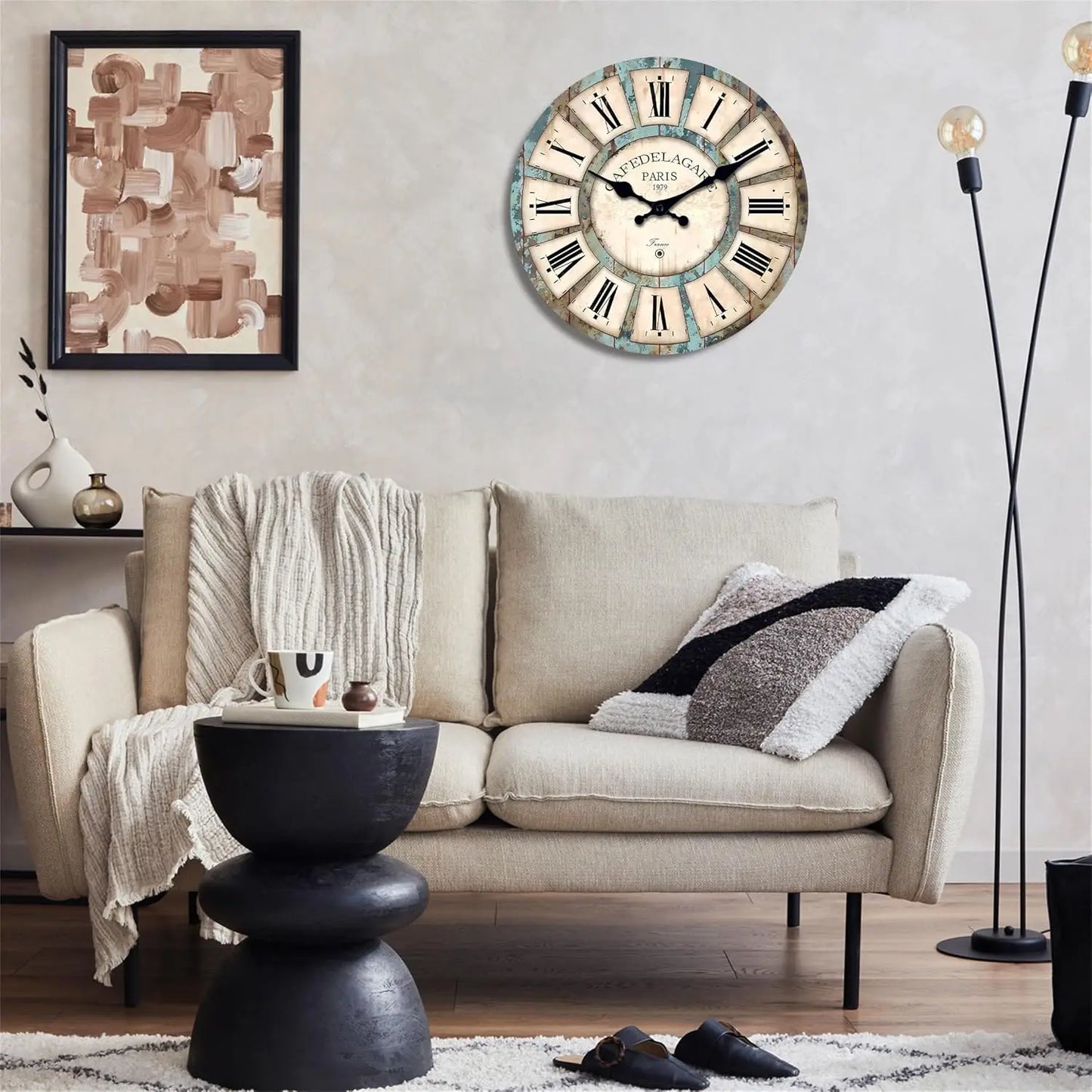 12 Inch Retro Wall Clock for Kitchen Small Wall Clocks Battery Operated Rustic Wall Clock Slient Farmhouse Clocks for Walls