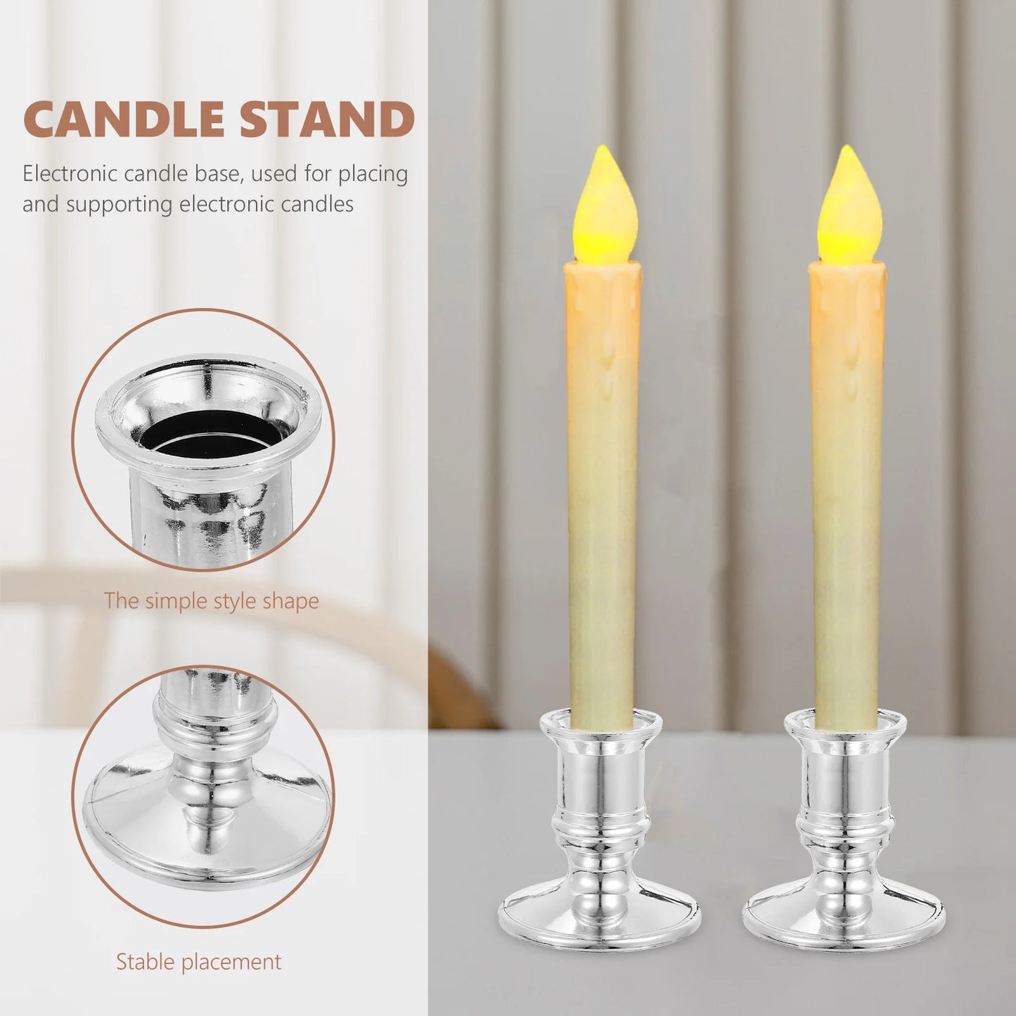 24pcs Pillar Base Plastic Candlestick Holders Taper Candlesticks Pillar Base Holder Wedding Party Ornaments Home Decor