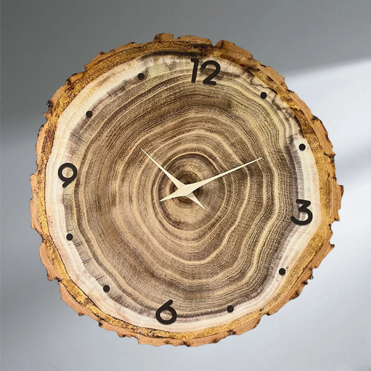 Wall Clock for Living Room Decor 12 Inch  Rustic Wall Clocks Battery Operated Brown Annual Ring Wall Clock Non Ticking