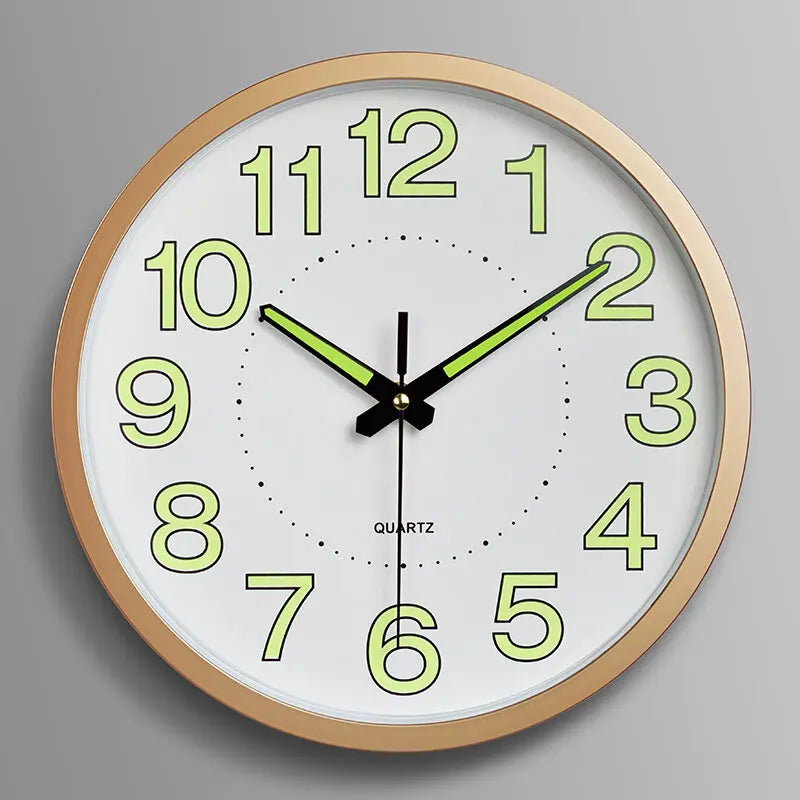 12" Night Light Wall Clock Non-Ticking Silent Luminous Black Round Glow in The Dark Battery Operated for Home/Garage/Office