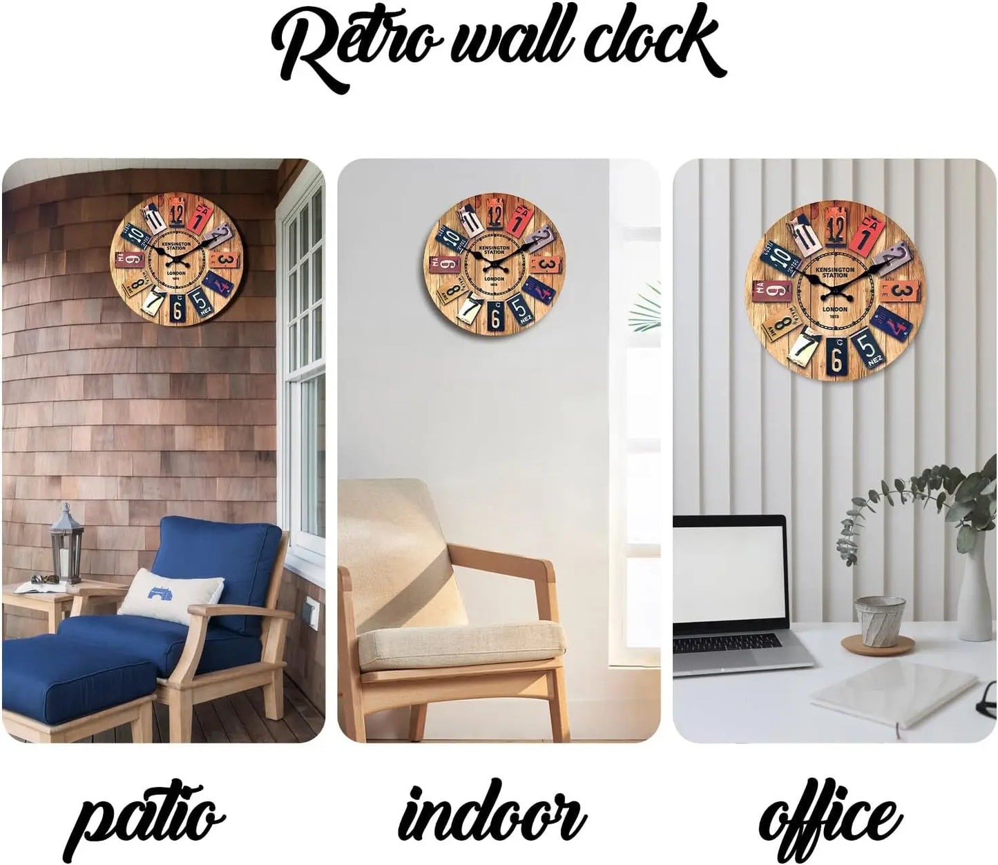 12 Inch Modern Minimalist Silent Quartz Clock Battery Operated Easy Read Retro Wall Clock for Living Room Office Kitchen Bedroom