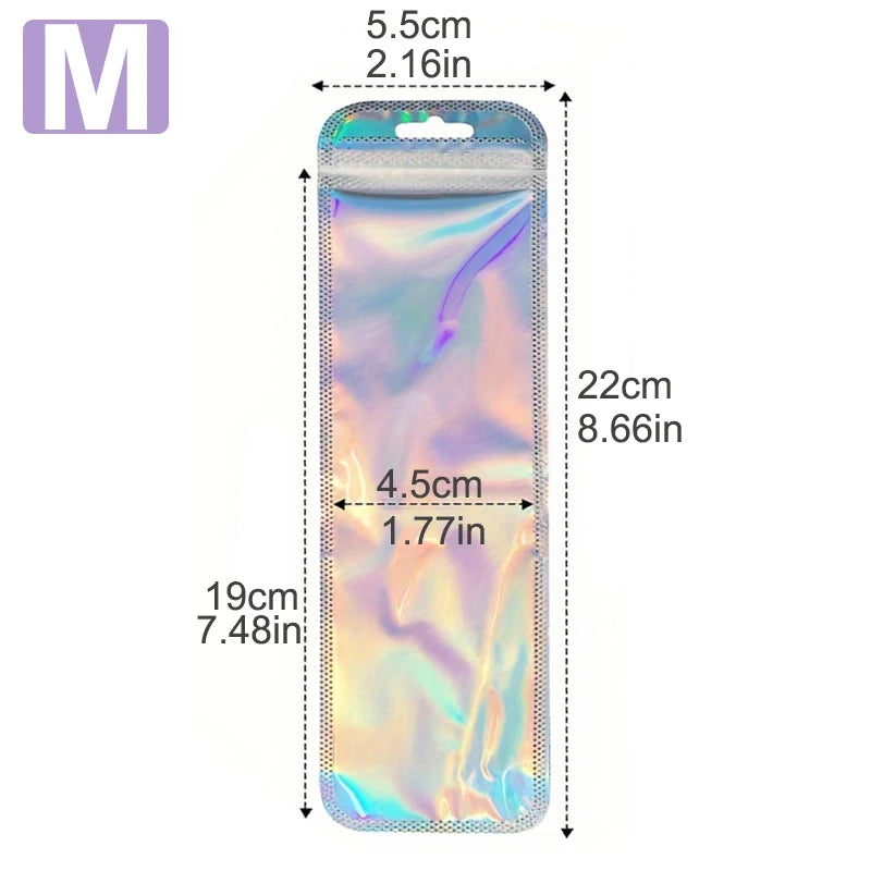 100pcs Holographic Laser Bags Ziplock Laser Color Seal Pouch For Party Girls Gifts Packaging cosmetic Storage Bag Jewelry