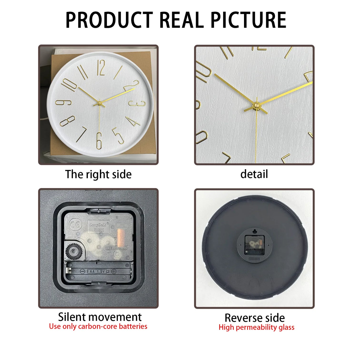 12 Inch  Minimalist Digital Wall Clock Silent Clock for Living Room Bedroom Kitchen Silent Quartz Clock Holiday Gift