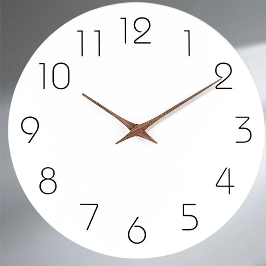 12 Inch Wall Clock Silent Non-Ticking Modern Style Wooden Wall Clocks Decorative for Office Home Bedroom School （White Color）