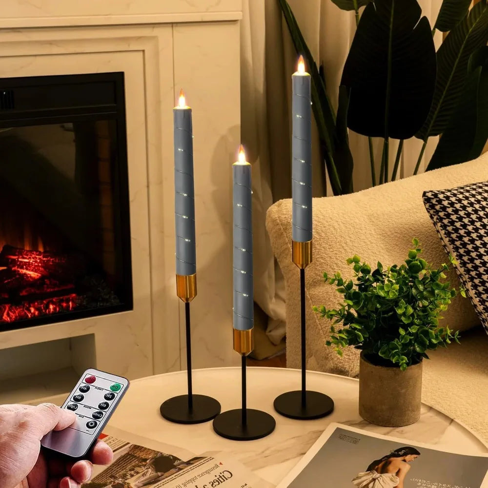 Flameless Candle with Led String 11-Key Timing Remote Control Battery Powered Dance Flicker Flame Christmas Wedding Home Decor