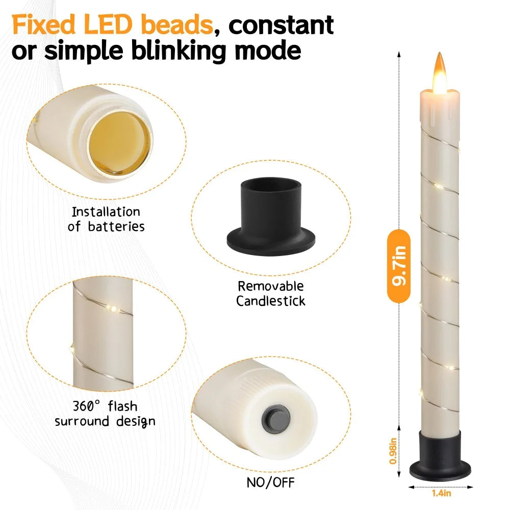 Flameless Candle with Built-in Star String Light 11-Button Remote Control Battery Powered Christmas Home & Wedding Decoration