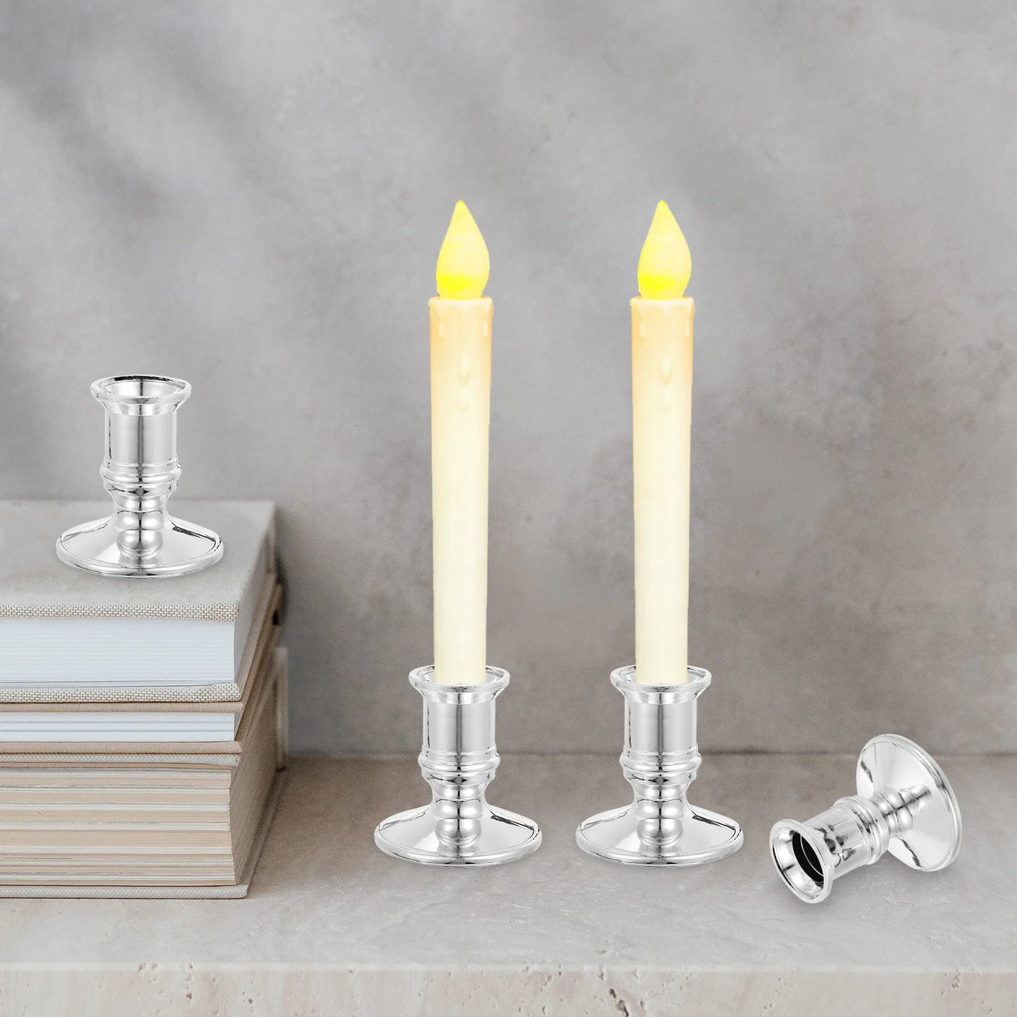 24pcs Pillar Base Plastic Candlestick Holders Taper Candlesticks Pillar Base Holder Wedding Party Ornaments Home Decor