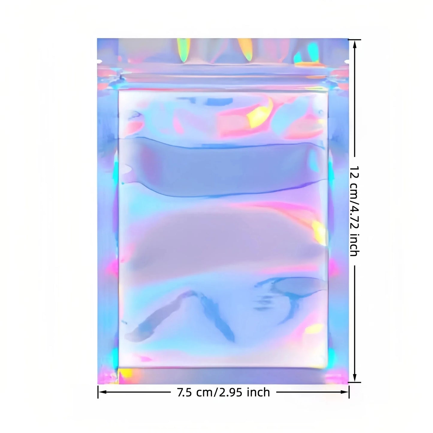 100 Pieces Resealable Smell Foil Proof Bag Foil Pouch Flat Bag for Party Favor Food Storage Holographic Color
