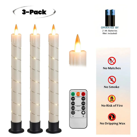 Flameless Candle with Built-in Star String Light 11-Button Remote Control Battery Powered Christmas Home & Wedding Decoration