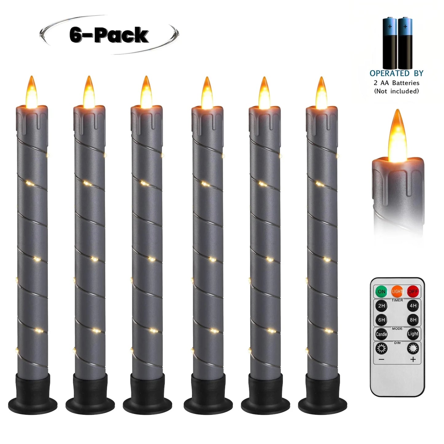 Flameless Candle with Led String 11-Key Timing Remote Control Battery Powered Dance Flicker Flame Christmas Wedding Home Decor