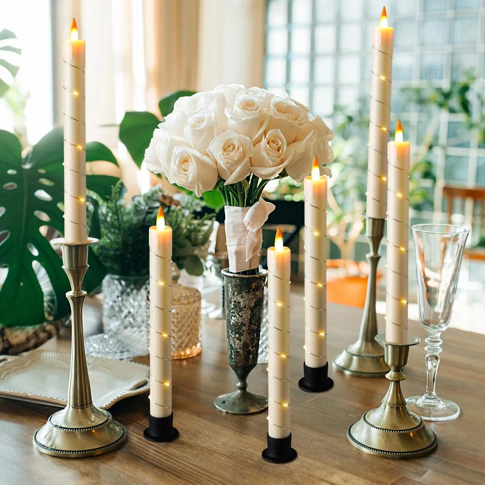 Flameless Candle with Built-in Star String Light 11-Button Remote Control Battery Powered Christmas Home & Wedding Decoration