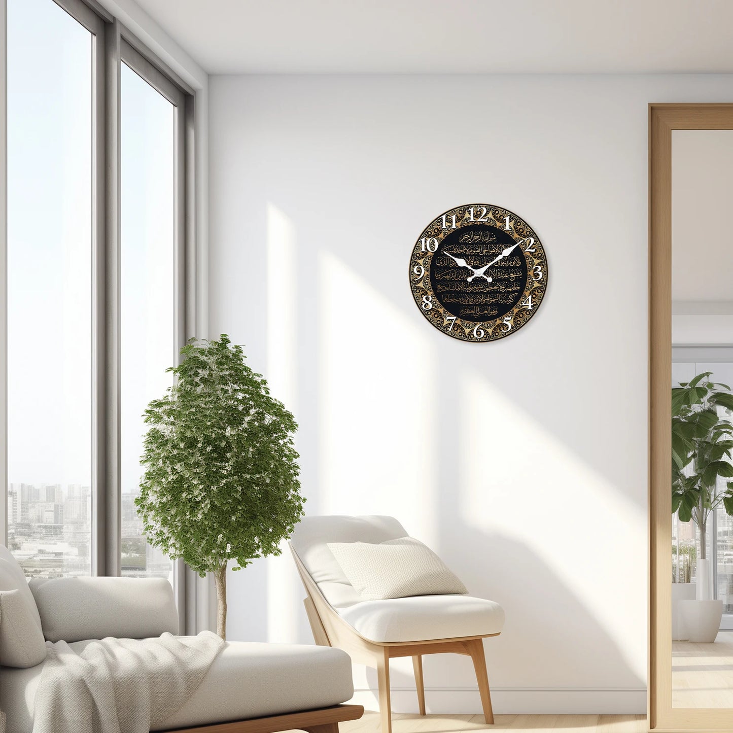 12 Inch Retro Art Islamic Calligraphy Scripture  Wall Clock Living Room Bedroom Kitchen Home Decoration Silent Quartz Holiday