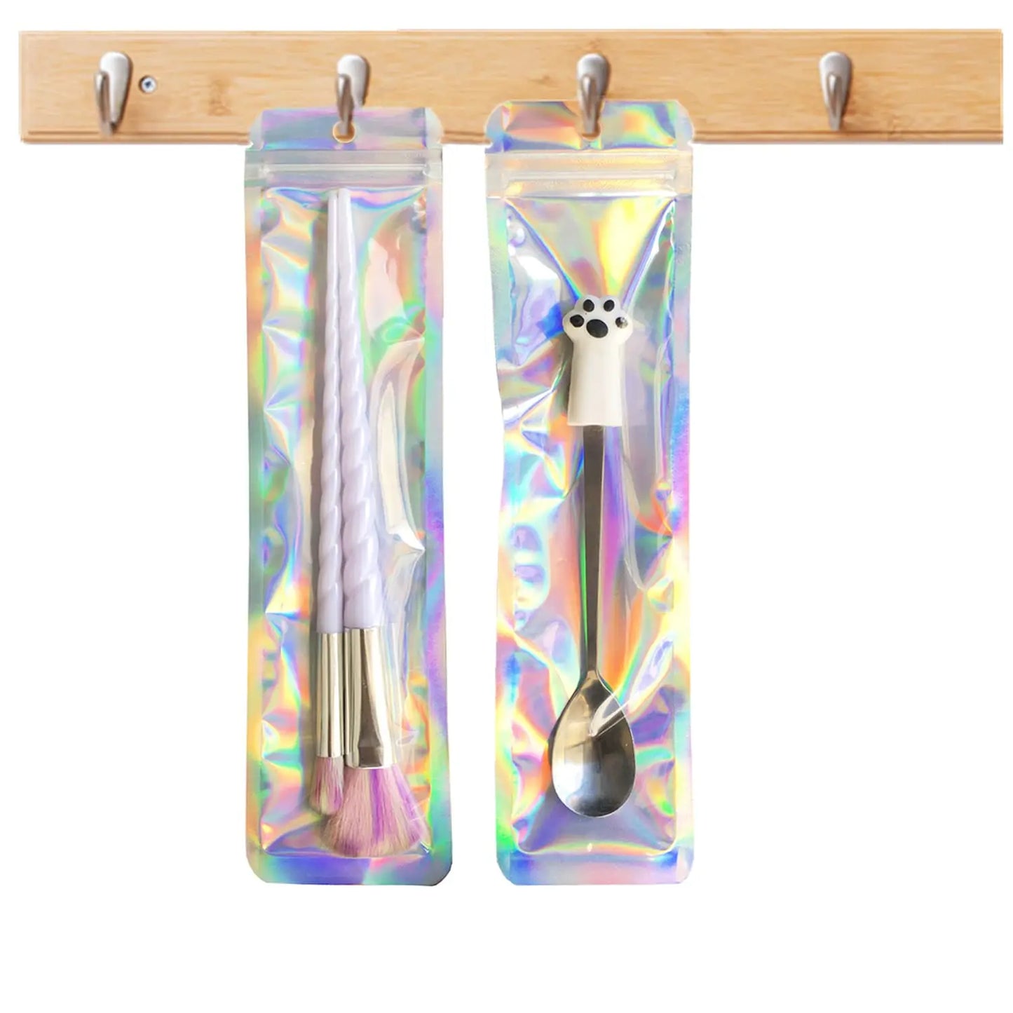 100pcs Holographic Laser Bags Ziplock Laser Color Seal Pouch For Party Girls Gifts Packaging cosmetic Storage Bag Jewelry