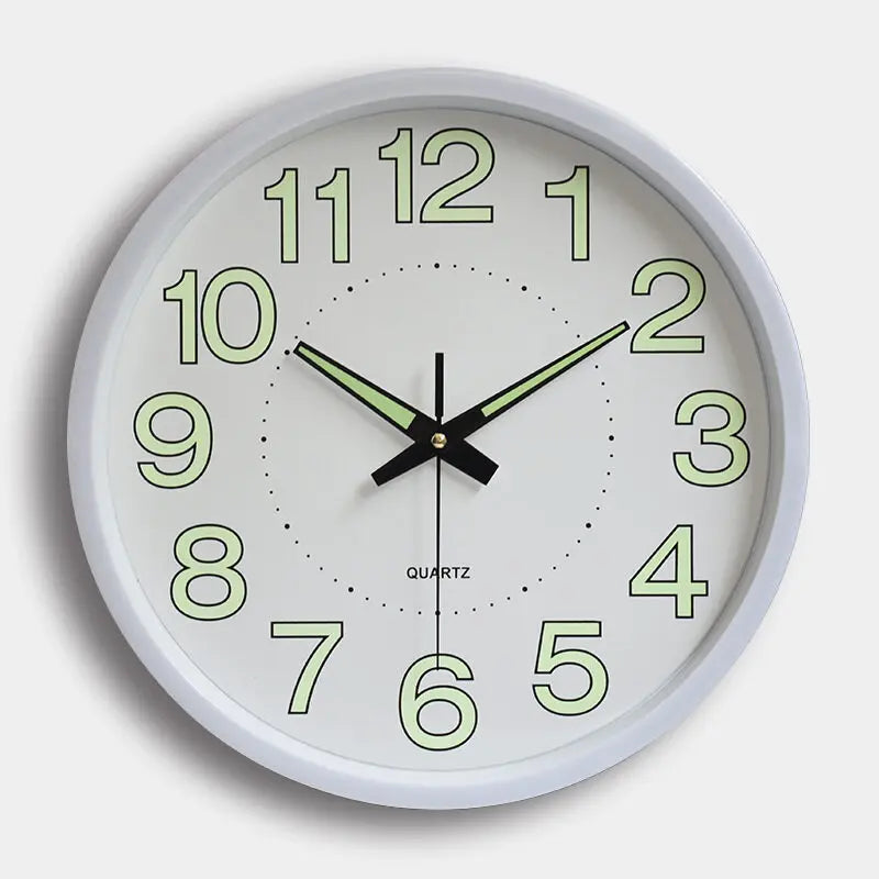 12" Night Light Wall Clock Non-Ticking Silent Luminous Black Round Glow in The Dark Battery Operated for Home/Garage/Office