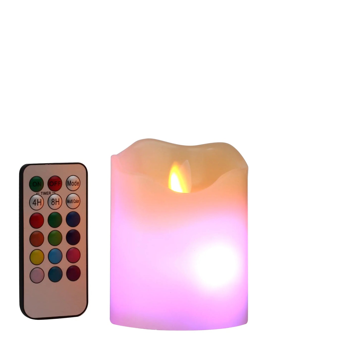 Pack of 3 Multicolor Flameless Candles, Battery Operated Candles, LED Candles with Remote Control & Timer of Wax Material Height 4''5''6''