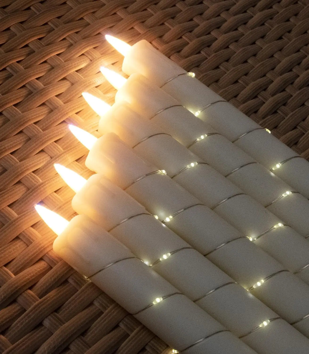 Flameless Candle with Built-in Star String Light 11-Button Remote Control Battery Powered Christmas Home & Wedding Decoration