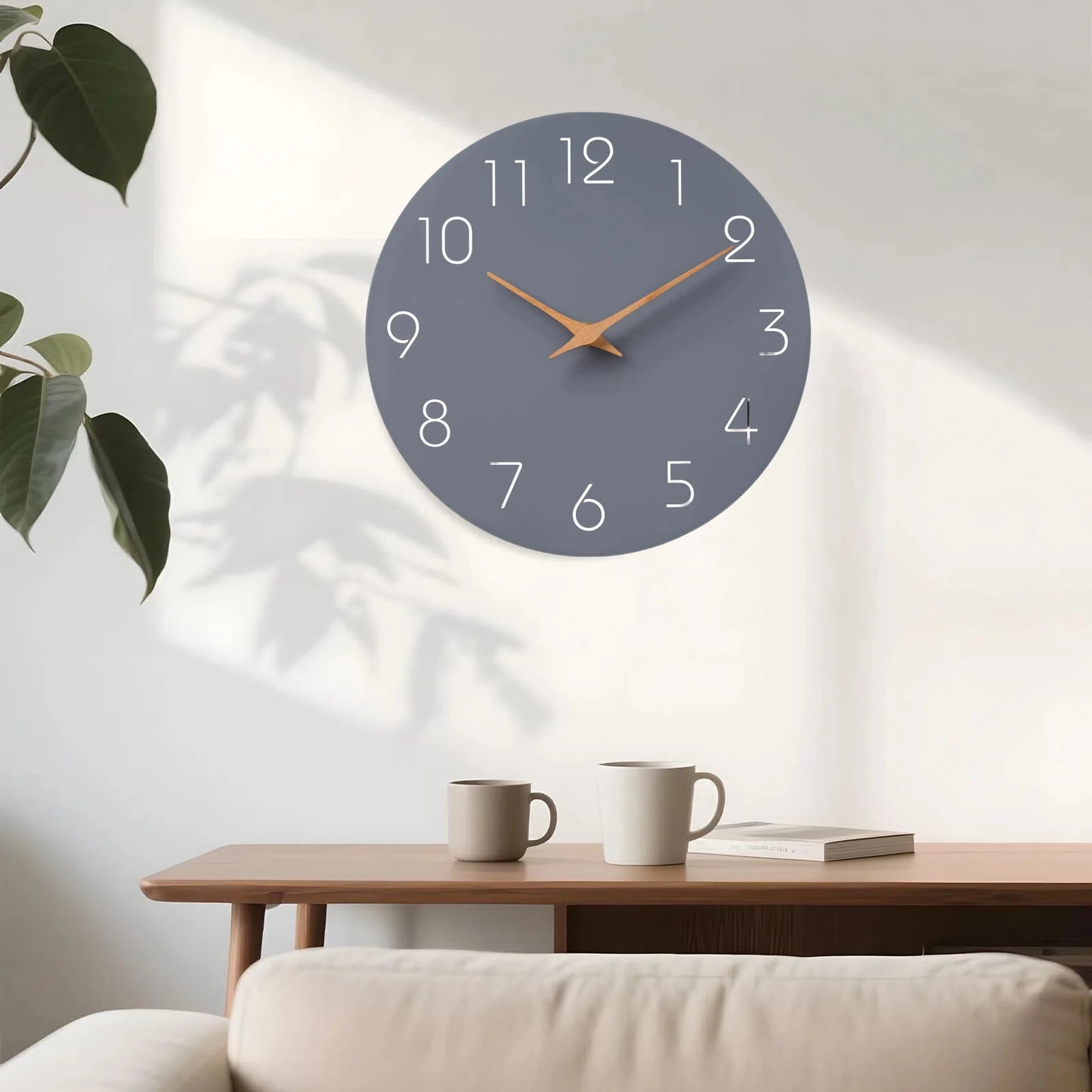 12 Inch Wall Clock Gray Silent Non-Ticking Decorative Battery Operated Wall Clocks for Bedroom Kitchen Home Office School Hotel