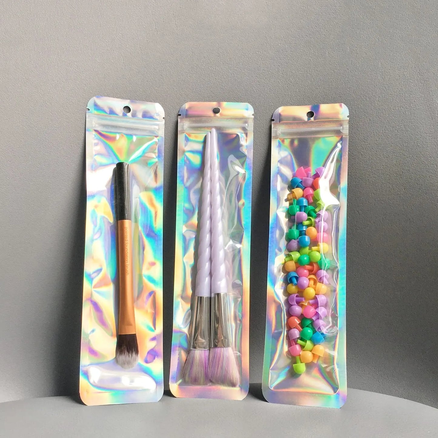 100pcs Holographic Laser Bags Ziplock Laser Color Seal Pouch For Party Girls Gifts Packaging cosmetic Storage Bag Jewelry