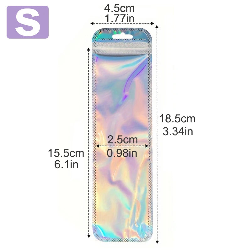 100pcs Holographic Laser Bags Ziplock Laser Color Seal Pouch For Party Girls Gifts Packaging cosmetic Storage Bag Jewelry