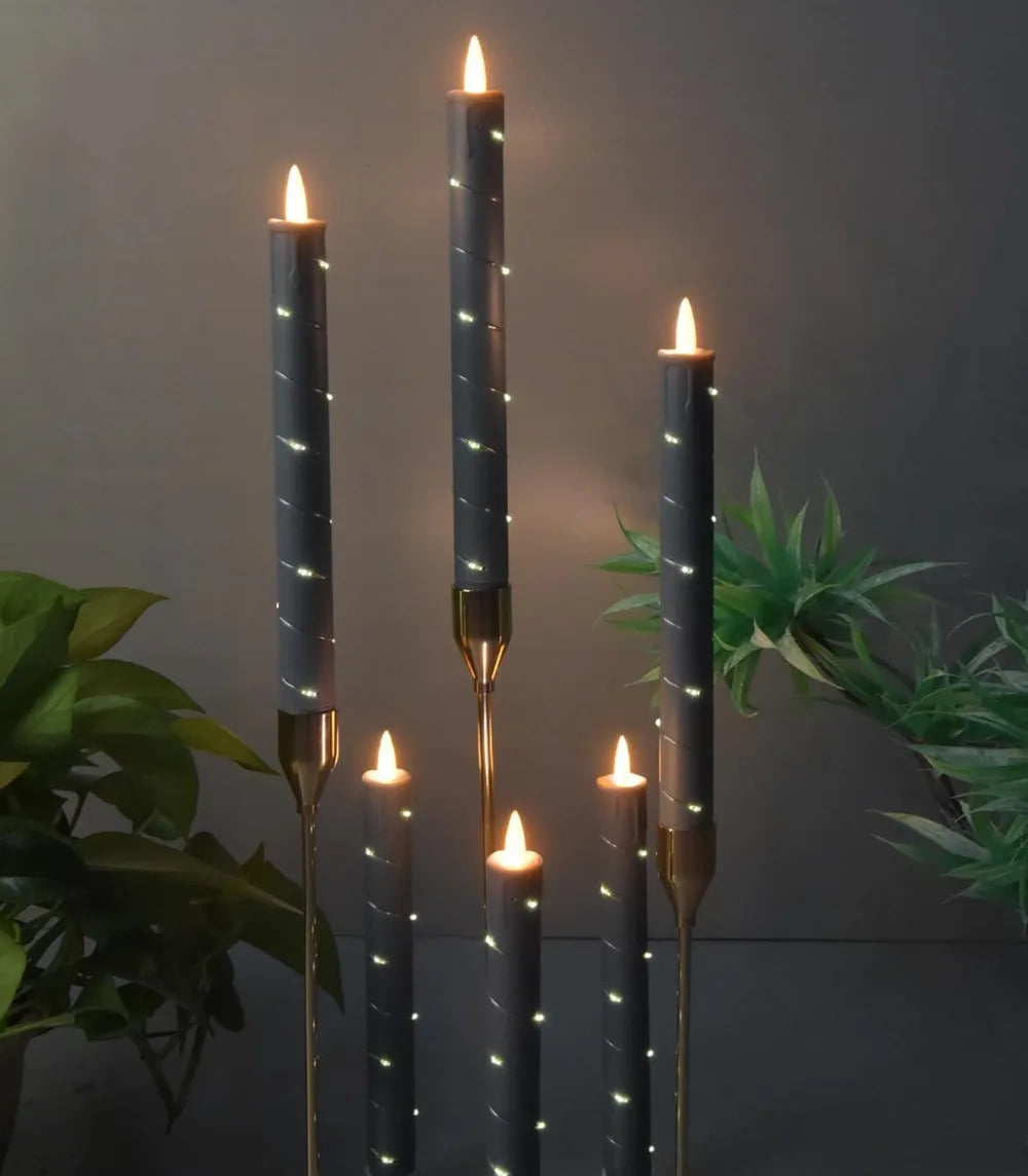 Flameless Candle with Led String 11-Key Timing Remote Control Battery Powered Dance Flicker Flame Christmas Wedding Home Decor