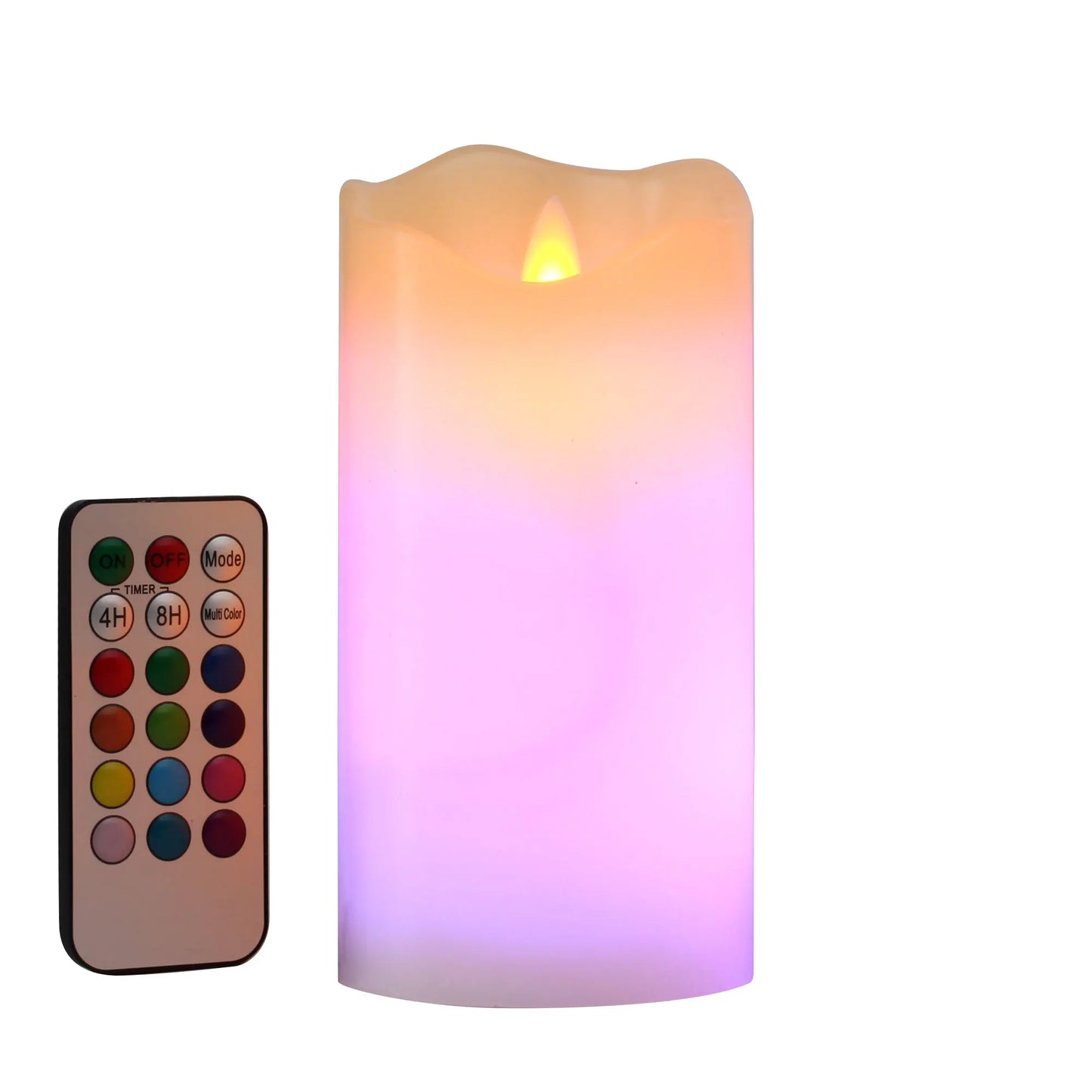 Pack of 3 Multicolor Flameless Candles, Battery Operated Candles, LED Candles with Remote Control & Timer of Wax Material Height 4''5''6''