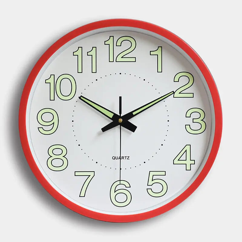 12" Night Light Wall Clock Non-Ticking Silent Luminous Black Round Glow in The Dark Battery Operated for Home/Garage/Office