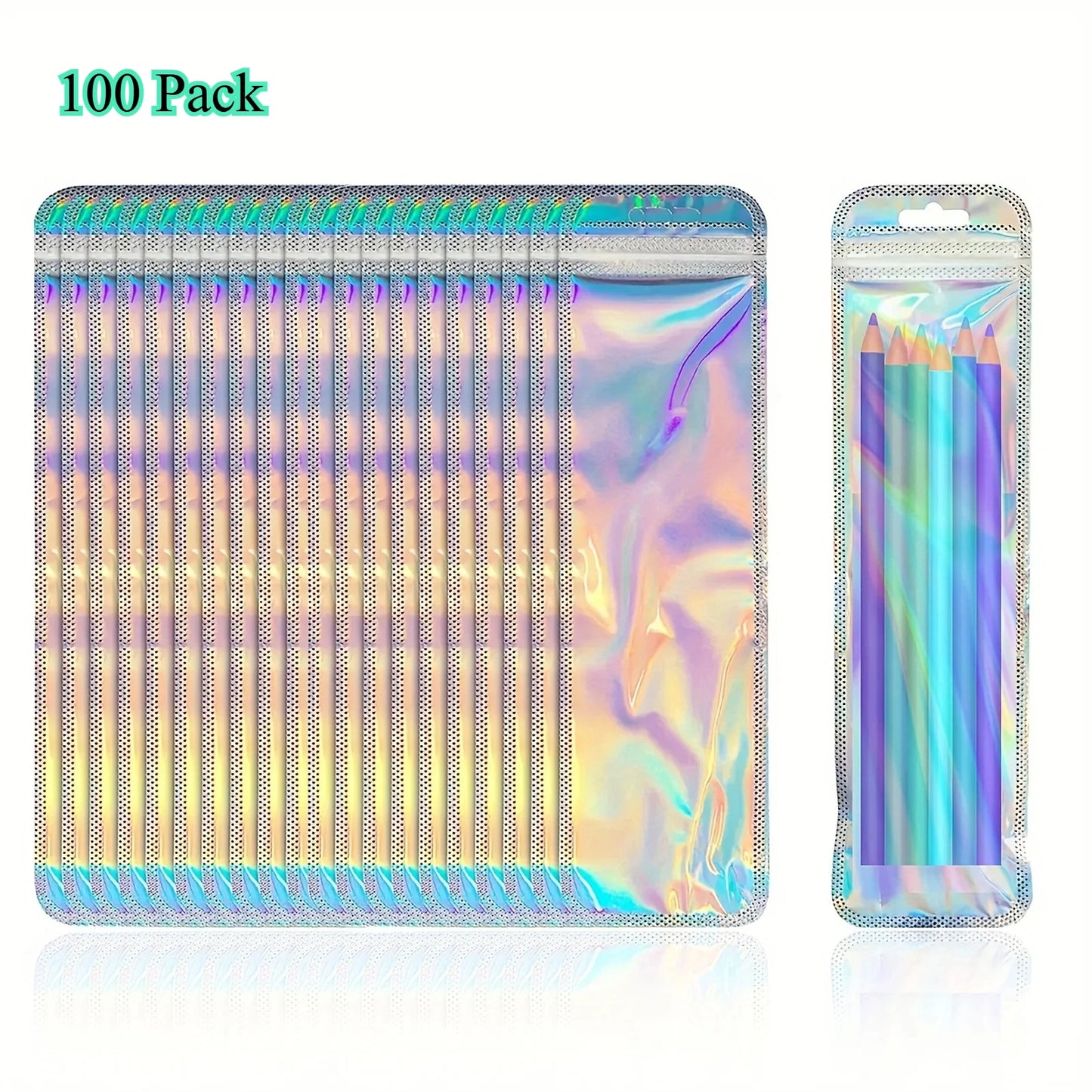100pcs Holographic Laser Bags Ziplock Laser Color Seal Pouch For Party Girls Gifts Packaging cosmetic Storage Bag Jewelry