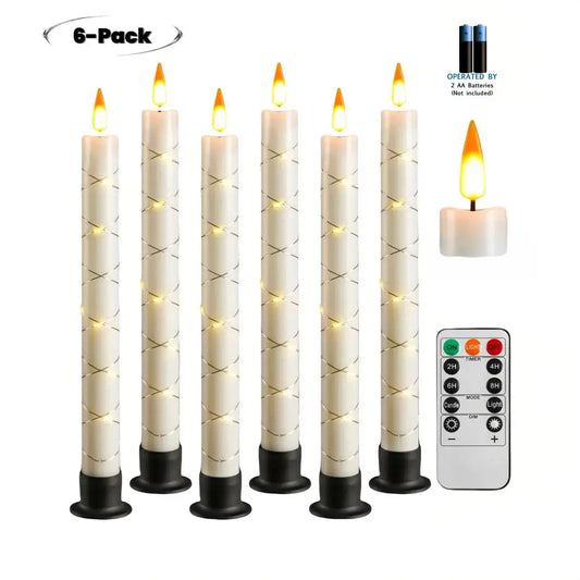 Flameless Candles with Remote Control & Timer, Surround String Lights, Battery Powered Free Black Bases for Home Décor Christmas