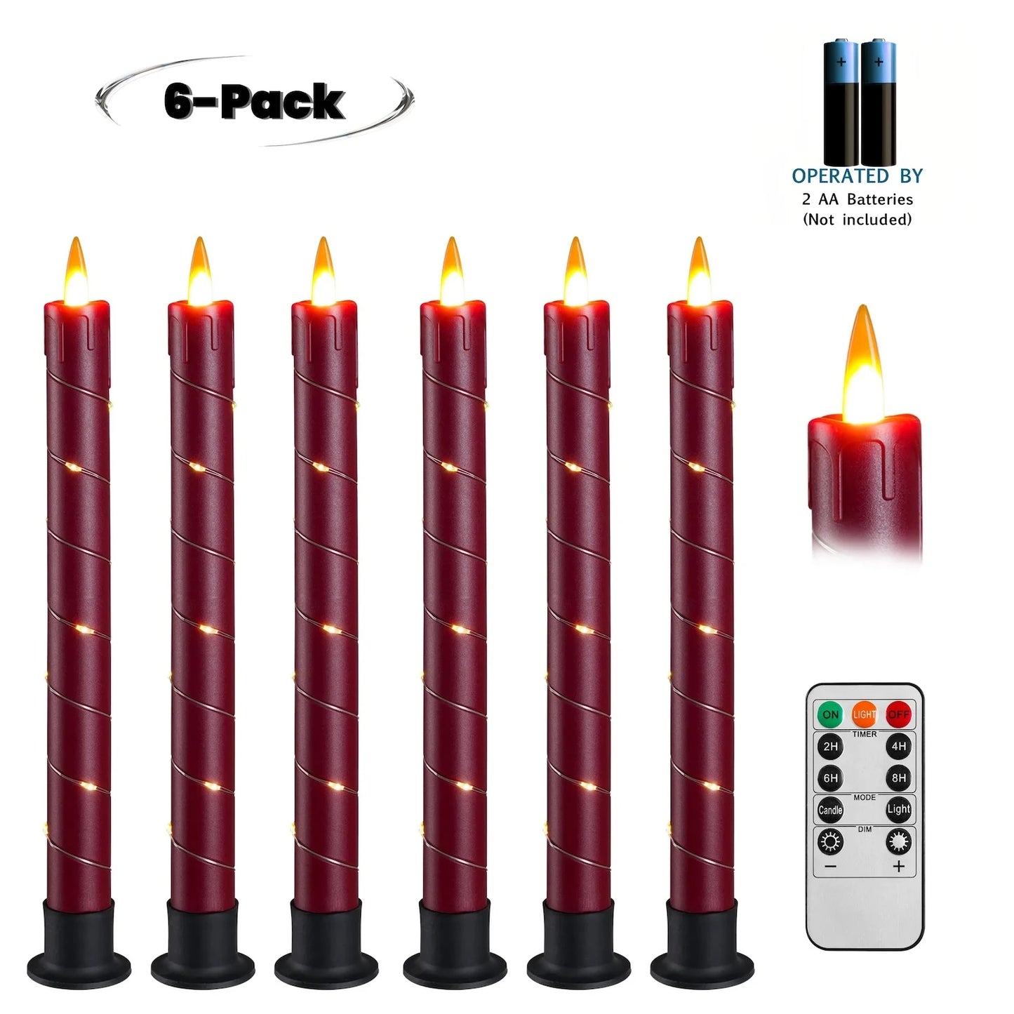 Flameless Candle with Led String 11-Key Timing Remote Control Battery Powered Dance Flicker Flame Christmas Wedding Home Decor