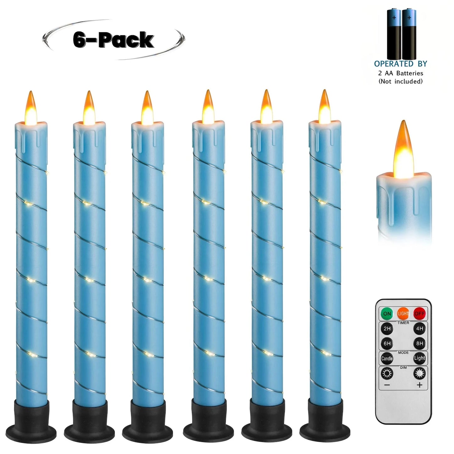 Flameless Candle with Built-in Star String Light 11-Button Remote Control Battery Powered Christmas Home & Wedding Decoration