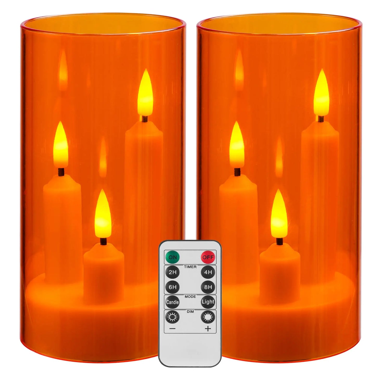 3 in 1 Flameless Taper Short Candles with 10 Key Remote Control and Timer, Battery Operated Pack of 2 Perfect Home Décor