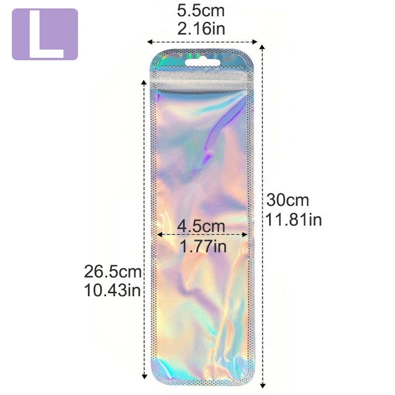 100pcs Holographic Laser Bags Ziplock Laser Color Seal Pouch For Party Girls Gifts Packaging cosmetic Storage Bag Jewelry