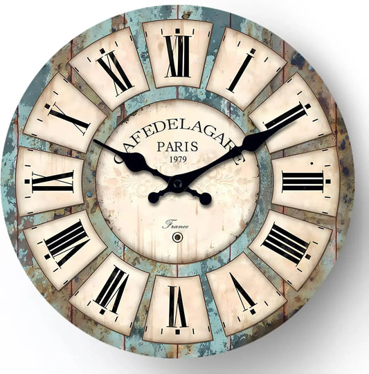 12 Inch Retro Wall Clock for Kitchen Small Wall Clocks Battery Operated Rustic Wall Clock Slient Farmhouse Clocks for Walls