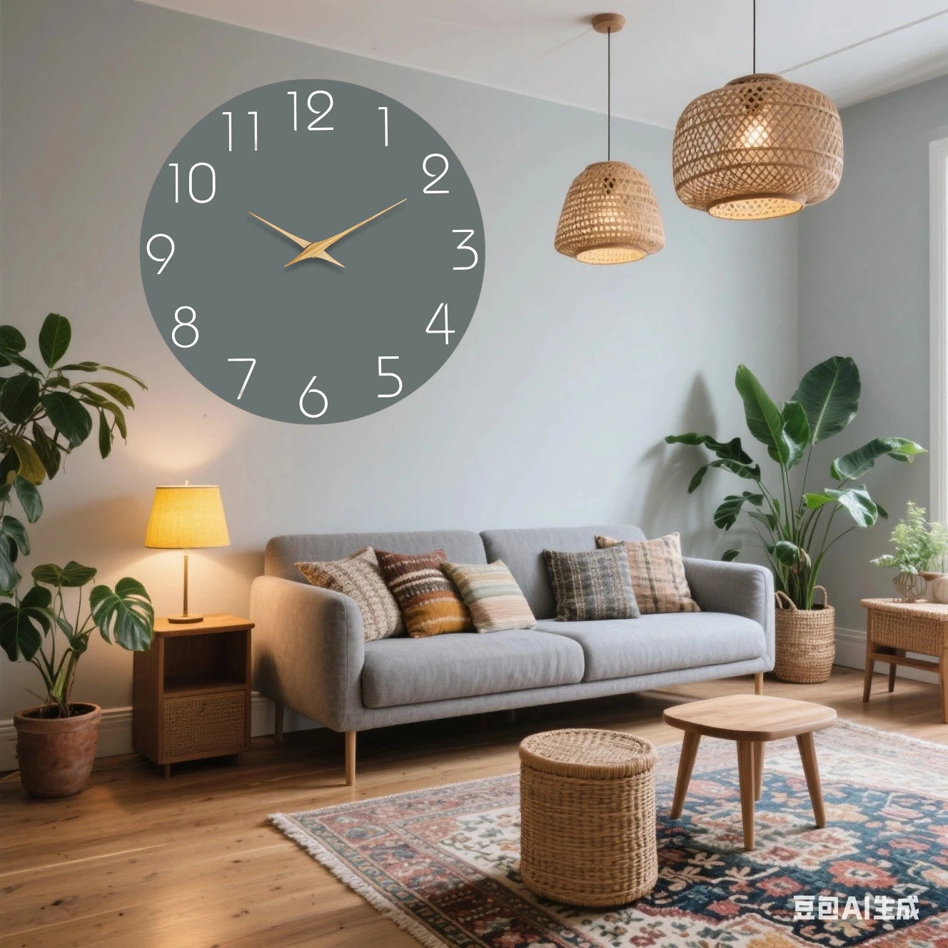 12 Inch Wall Clock Gray Silent Non-Ticking Decorative Battery Operated Wall Clocks for Bedroom Kitchen Home Office School Hotel