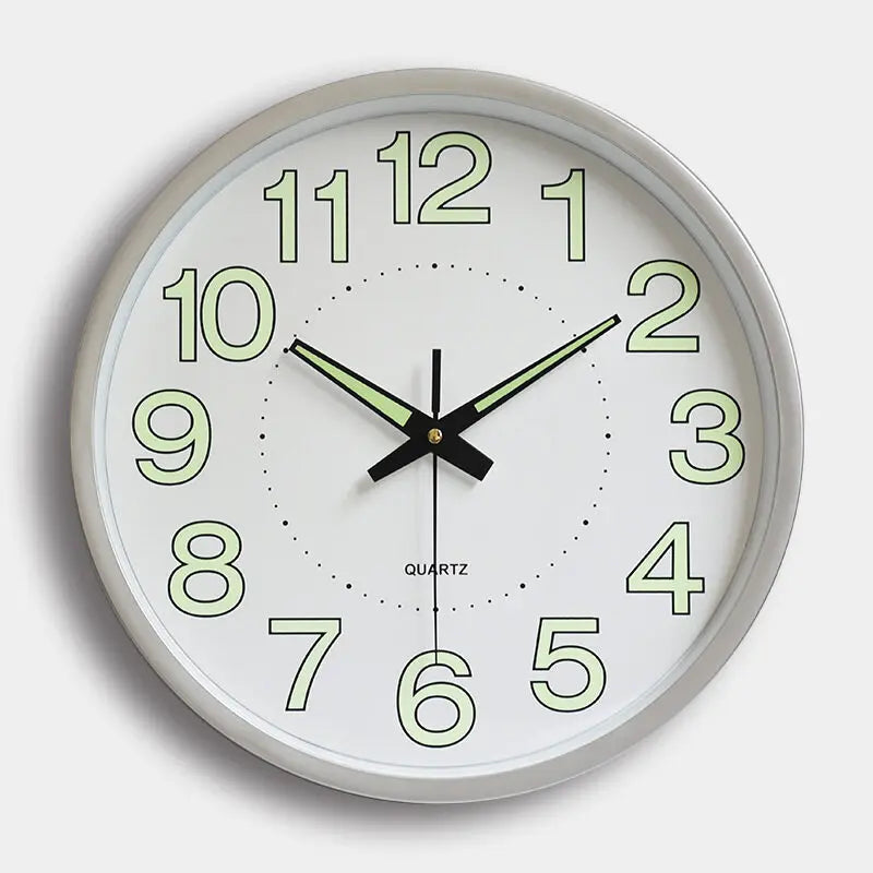 12" Night Light Wall Clock Non-Ticking Silent Luminous Black Round Glow in The Dark Battery Operated for Home/Garage/Office
