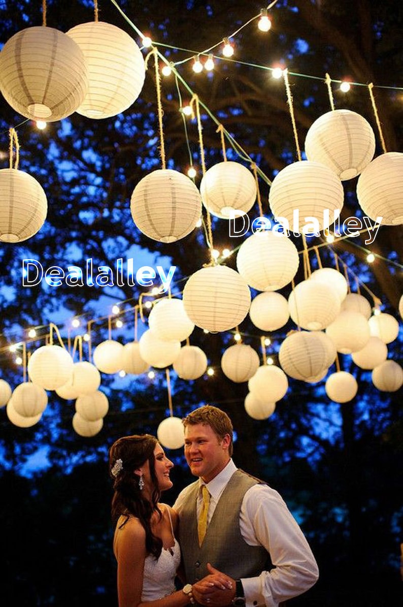 Perfect 24 Paper Lantern Led Set Chinese Round White Paper Lanterns 6" 8" 10" 12" Wedding Party Floral Event Sky Decoration