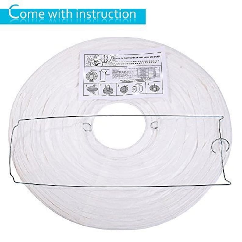 10 Packs 12 Inch White Round Paper Lanterns, 20 Packs White LED Party Lights with Batteries