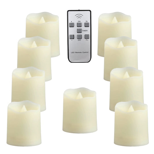 Flameless Candles Tea Lights with Remote Timer Fake Warm White Flame Candles Battery Operated Candle 150 Hours - 9 PCS 1.55" x 1.75"