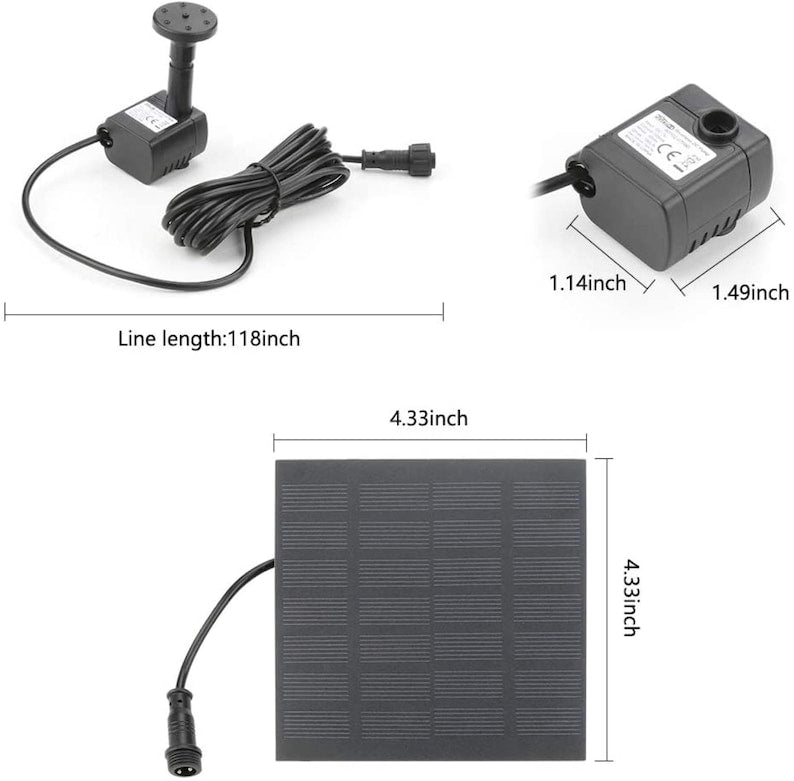 Solar Fountain Pump, 1.2W Free Standing Solar Water Fountain, Solar Powered Water Pump Kit for Bird Bath,Small Pond,Garden and Lawn